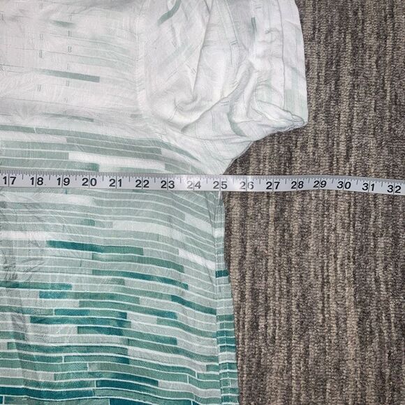 Vintage Silk Mens XXL Button Front Shirt Green White Geometric Ombre Rayon - Picture 3 of 5